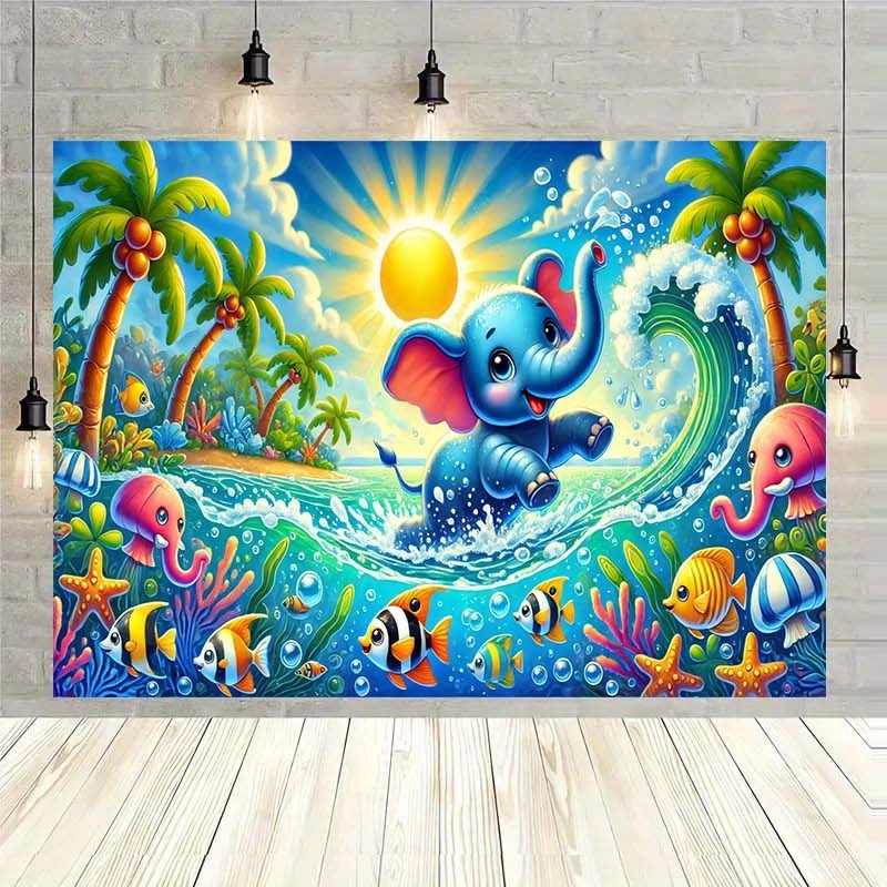 Outdoor Adventure Background - Water World Adventure Background Decorations,featuring lively