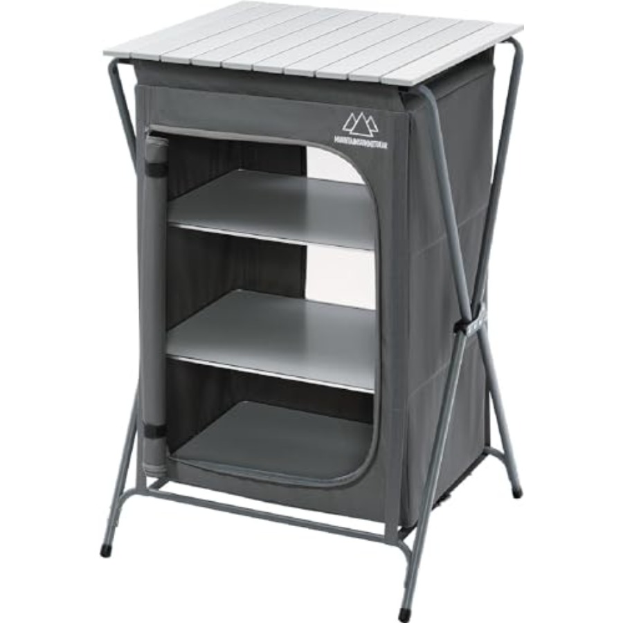 Outdoor Adventure Table With Storage - Foldable Roll Top Camping Pantry and