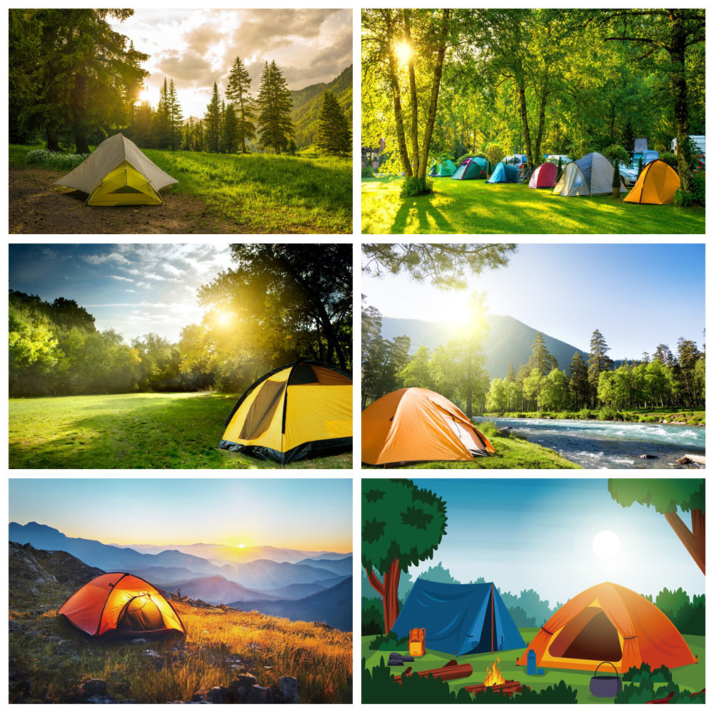 Outdoor Adventure Background - Outdoor Forest Camping Backdrop Camp Tent
