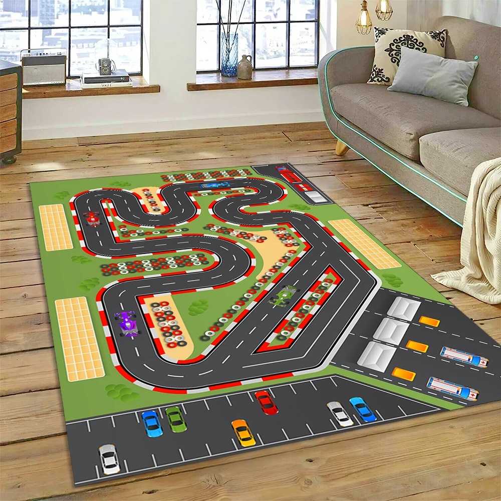 Outdoor Adventure Words - Kids Racing Track Play Mat Carpet