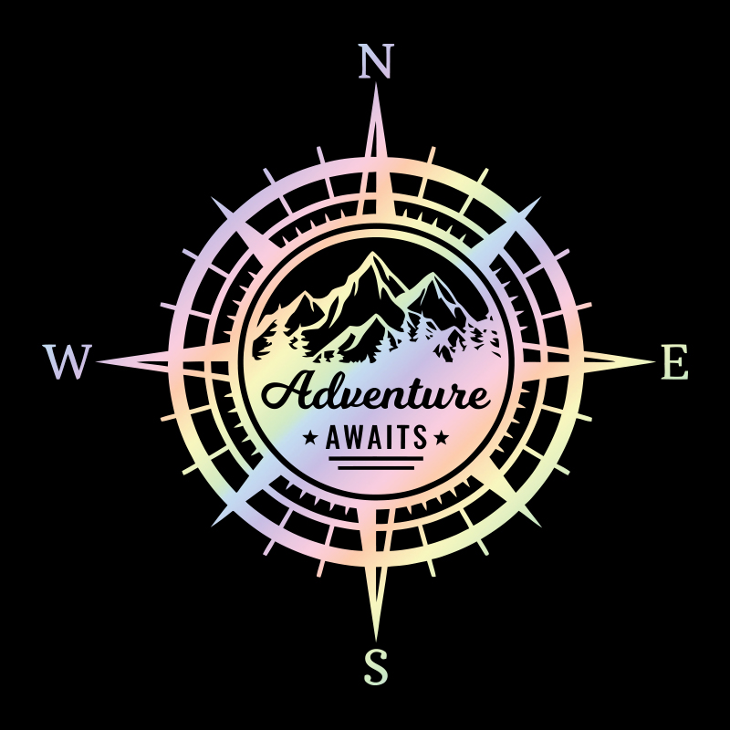 Outdoor Adventure Words - Adventure Awaits Compass Car Stickers Decoration