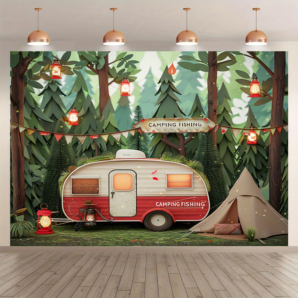 Polyester Jungle camping theme - Outdoor Adventure Background のレビューと価格
