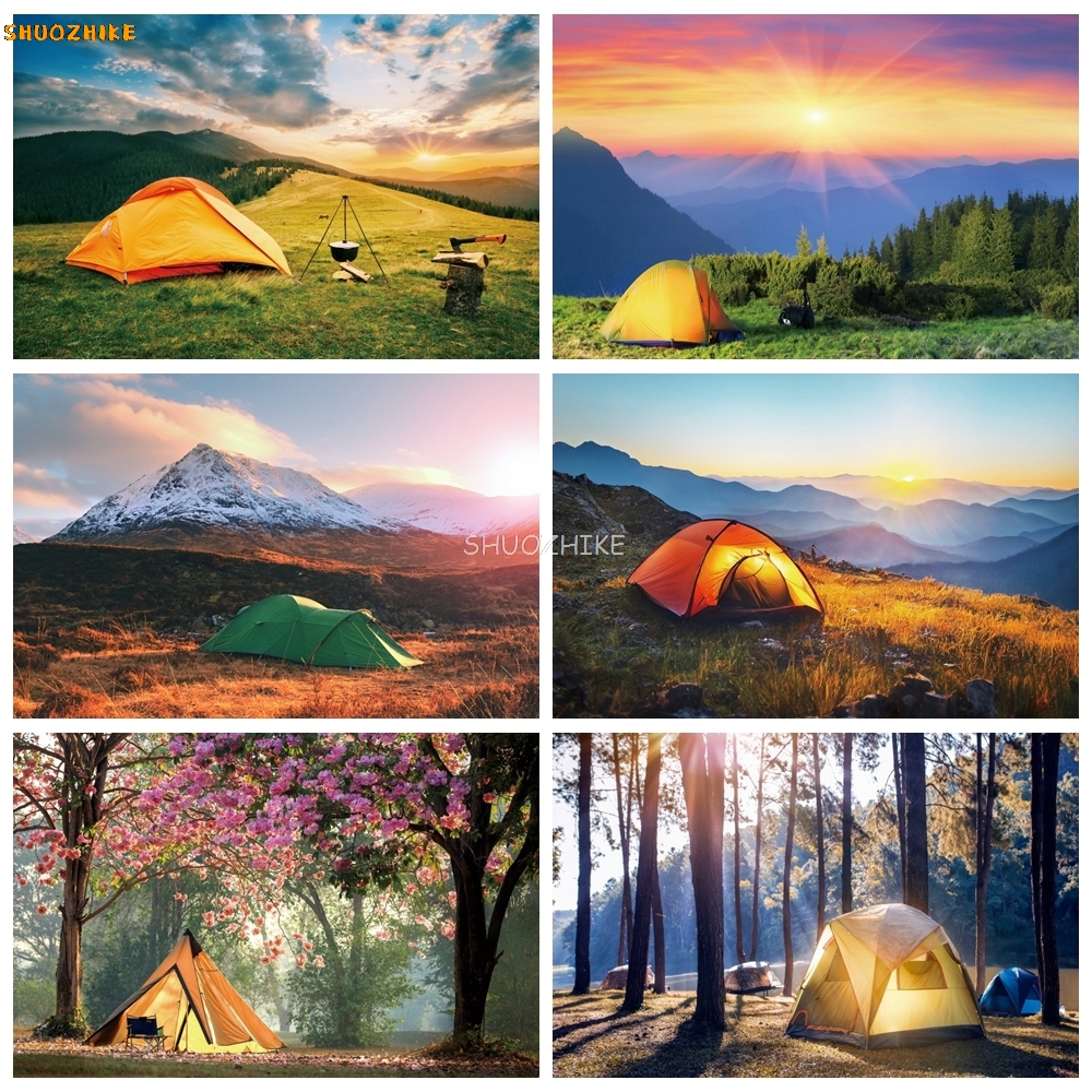 Outdoor Forest Camping Backdro - Outdoor Adventure Background のレビューと価格