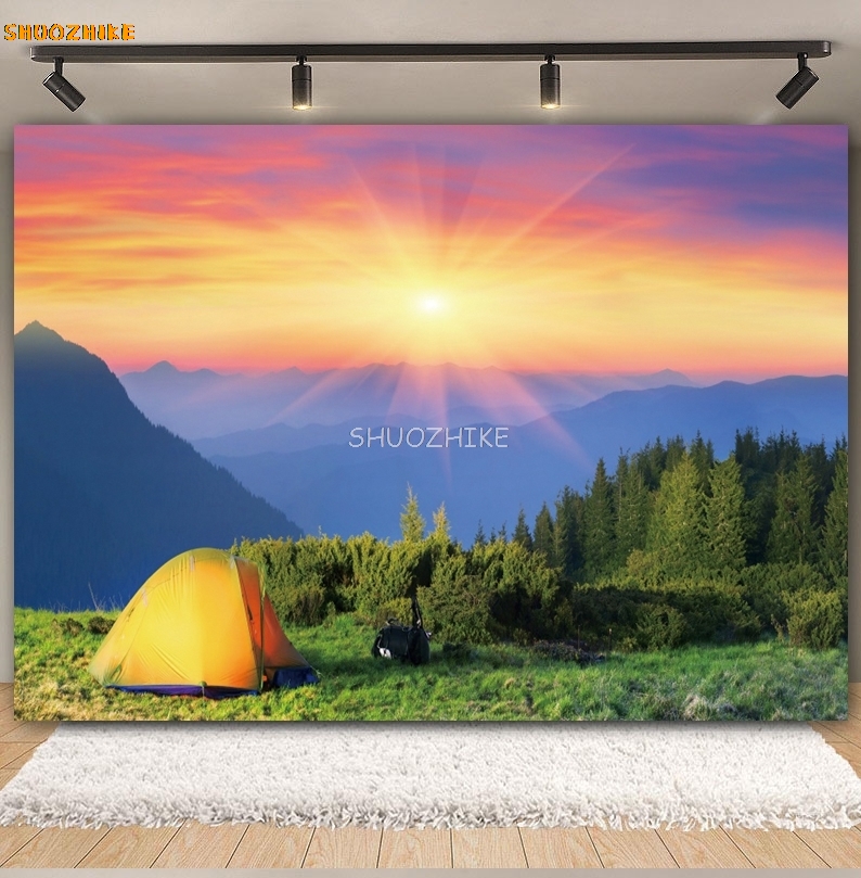 Outdoor Forest Camping Backdro - Outdoor Adventure Background のレビューと価格