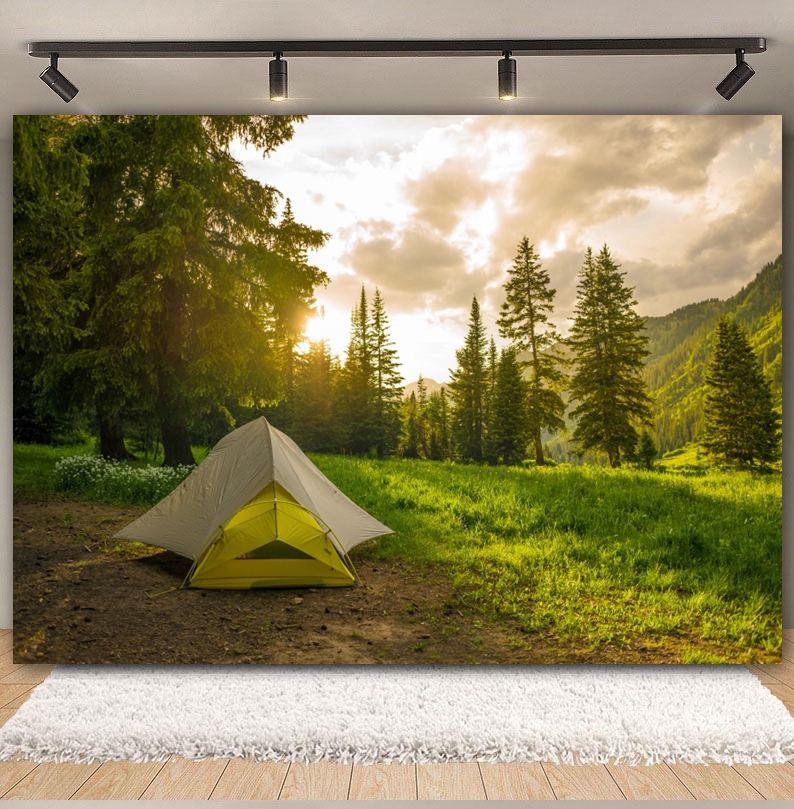 Outdoor Forest Camping Backdro - Outdoor Adventure Background のレビューと価格