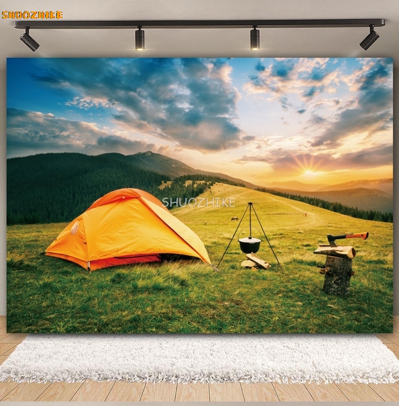 Outdoor Forest Camping Backdro - Outdoor Adventure Background のレビューと価格