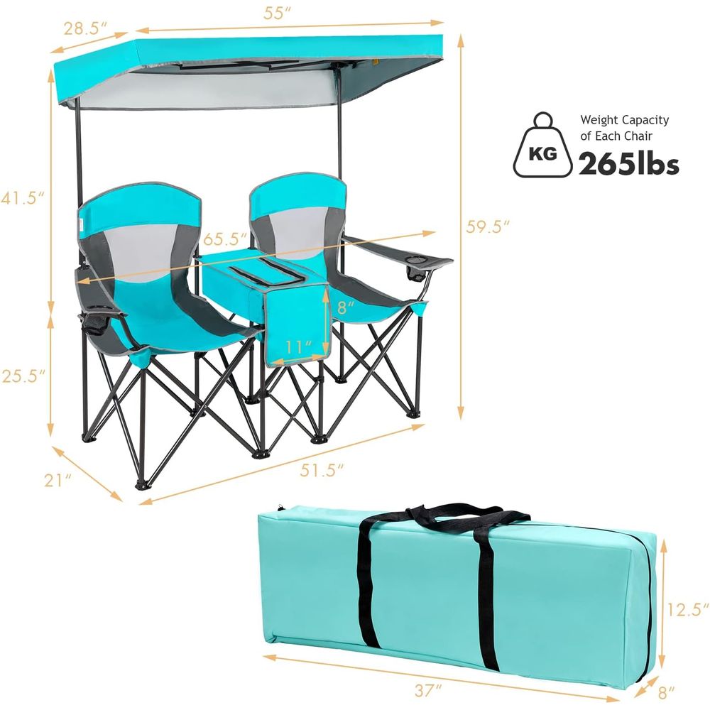 Portable Double Camping Chair  - Outdoor Adventure Table With Storage のレビューと価格