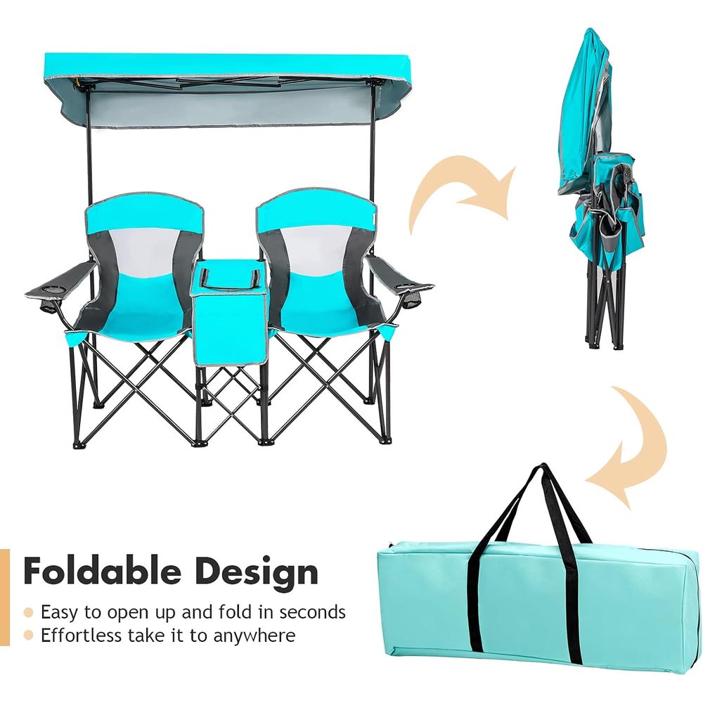 Portable Double Camping Chair  - Outdoor Adventure Table With Storage のレビューと価格